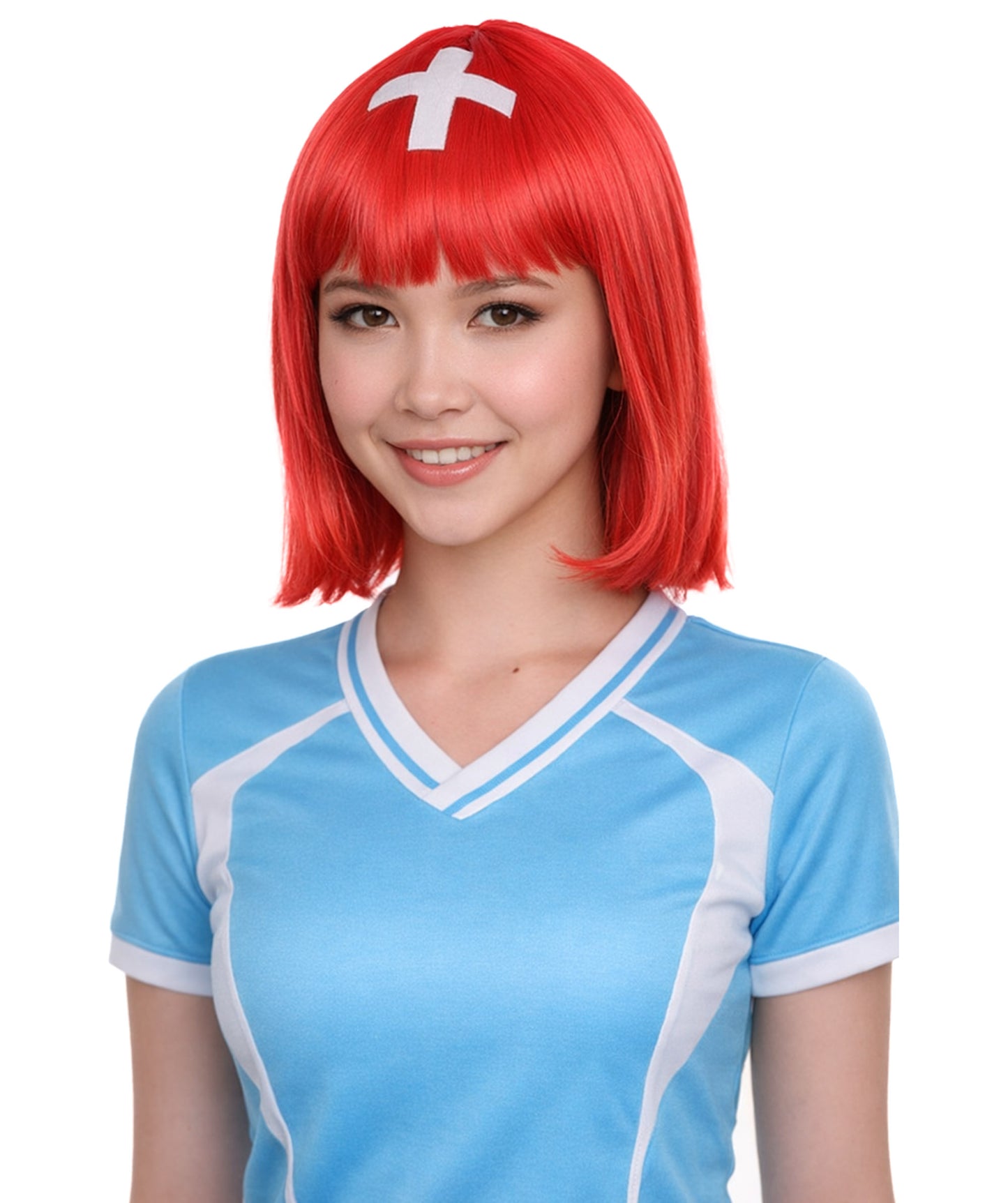 Switzerland Flag Bob  Red and White Wig