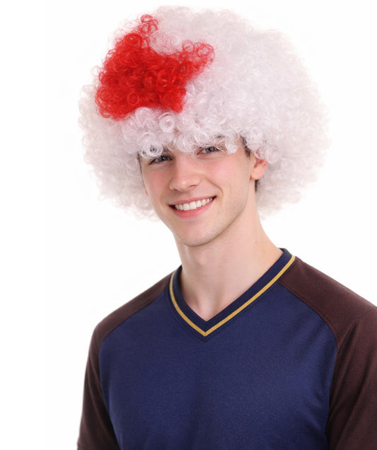 Japan Flag Afro Red and White Wig