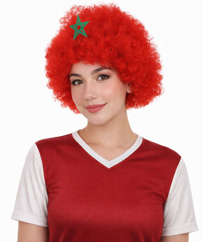 Morocco Flag Sport Afro Red and Green Wig