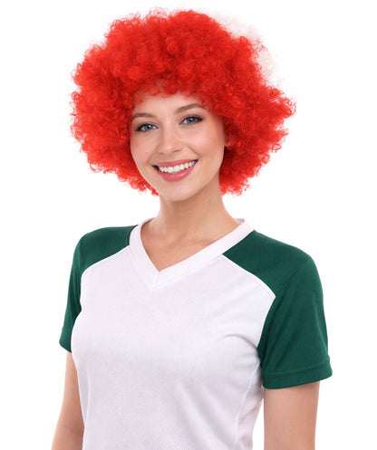Poland Flag Sport Afro Red and White Wig