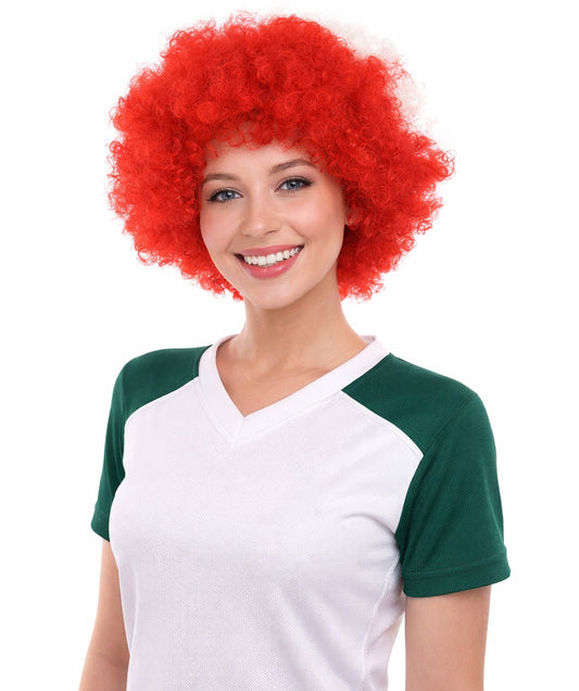 Poland Flag Sport Afro Red and White Wig