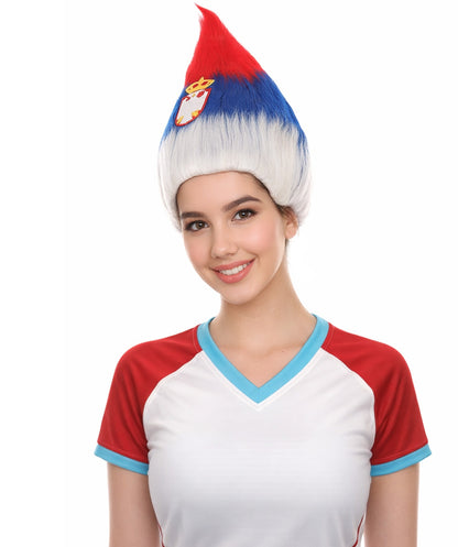 Serbia Flag Troll Multicolor Wig