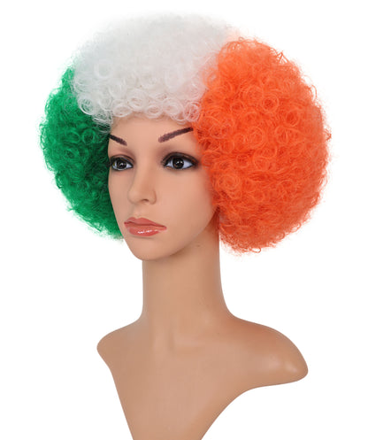 Ireland Flag Green, White, and Orange Clown Afro Wig