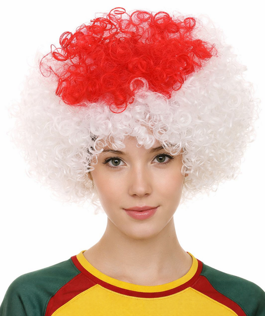 Japan Flag Afro Red and White Wig