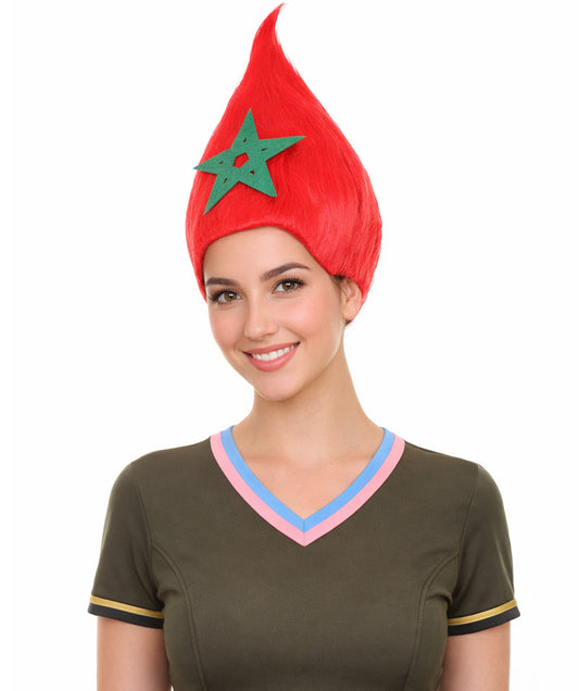 Morocco Flag Troll Red and Green Wig