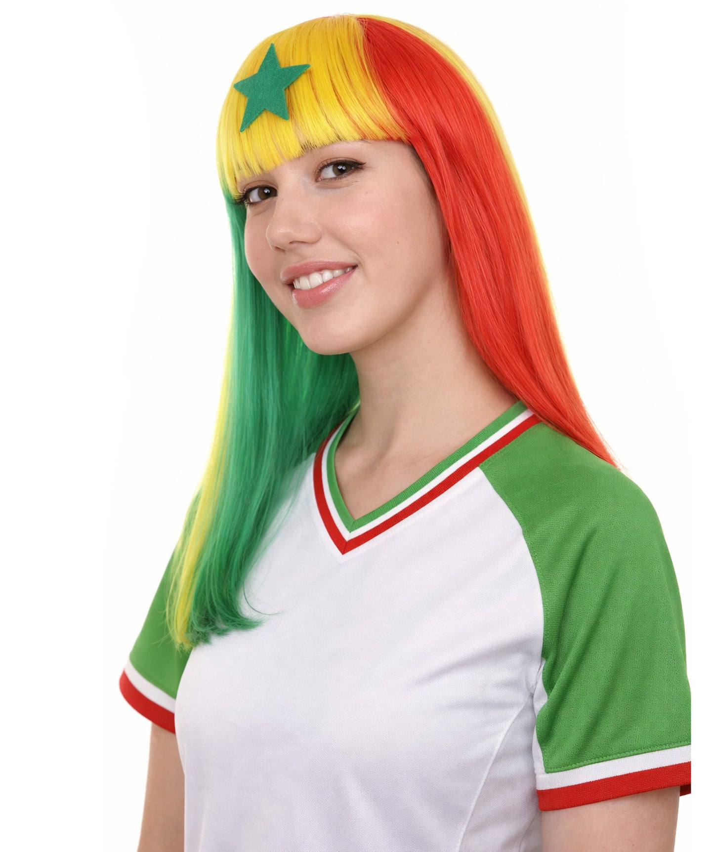 Senegal Flag Long Bob Multicolor Wig