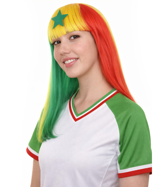 Senegal Flag Long Bob Multicolor Wig