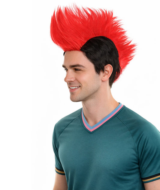 Albania Flag Mohawk Red and Black Wig
