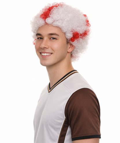 England Flag Afro Red and White Wig