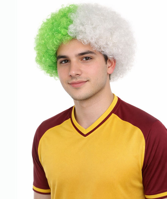 Green and White Two Tone Bouncy Afro Wig |
