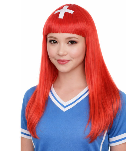 Switzerland Flag Long Bob Red and White Wig