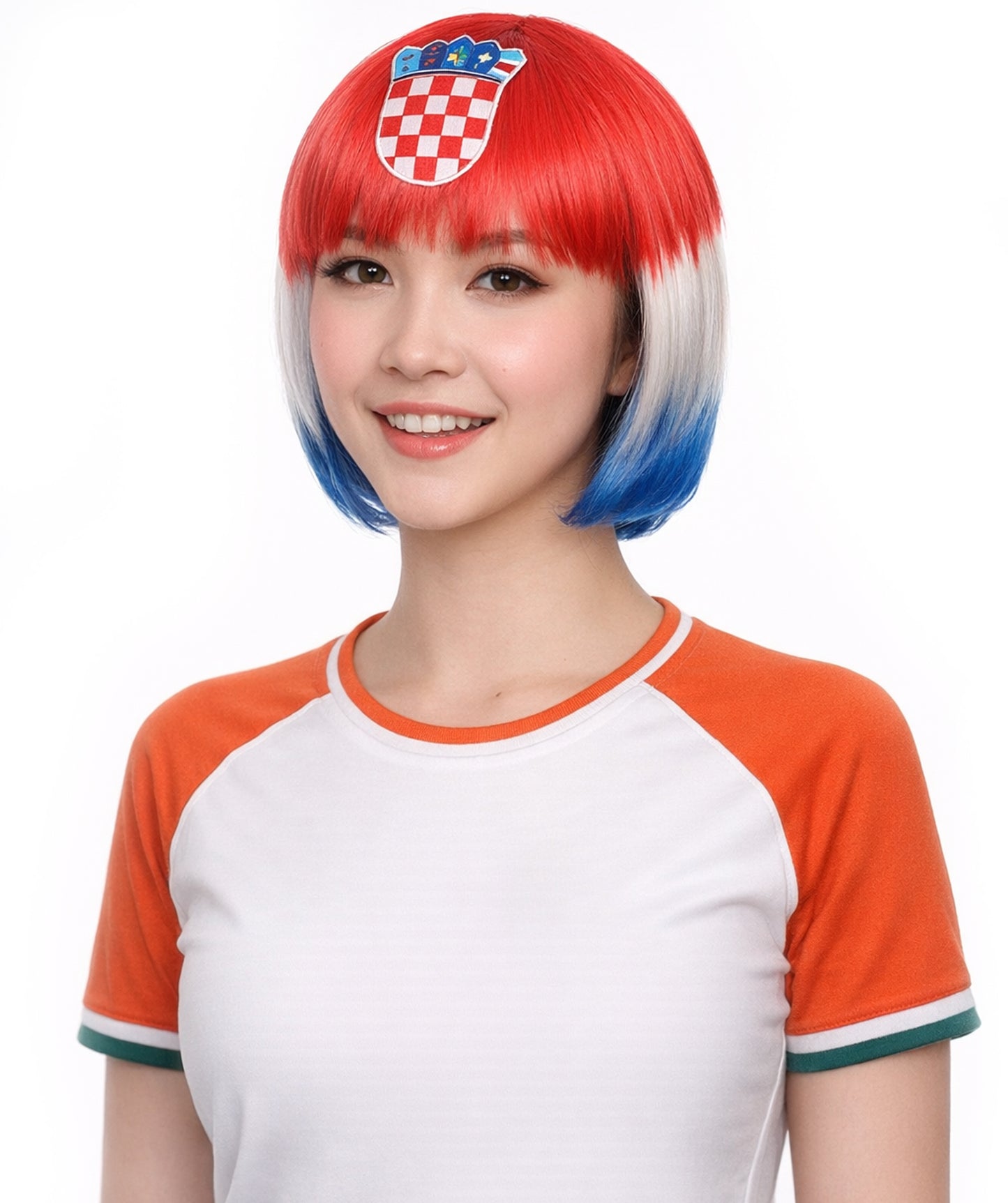 Croatia Flag Bob Multicolor Wig