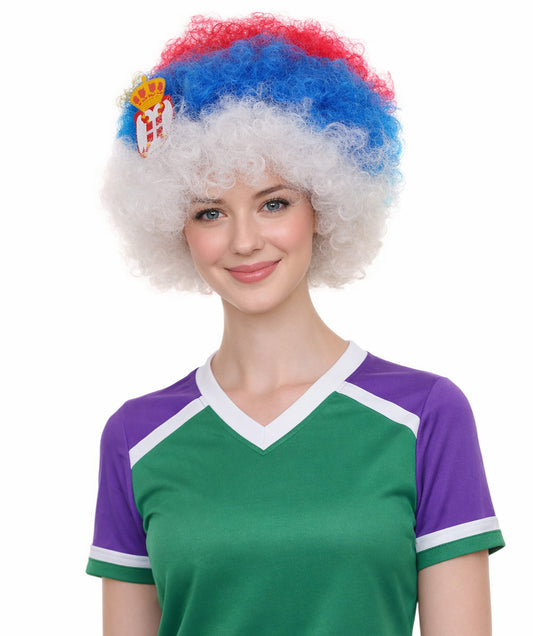 Serbia Flag Afro Multicolor Wig