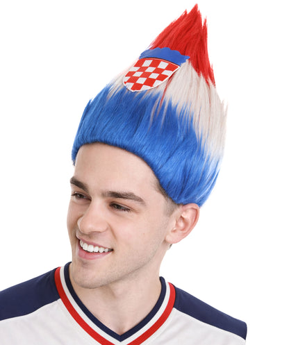 Croatia Flag Troll Multicolor Wig
