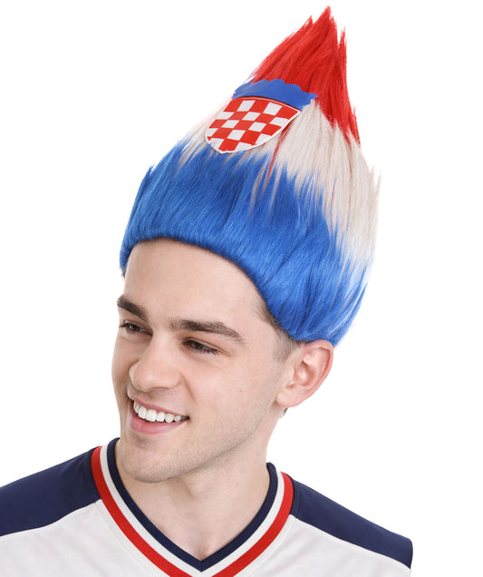 Croatia Flag Troll Multicolor Wig