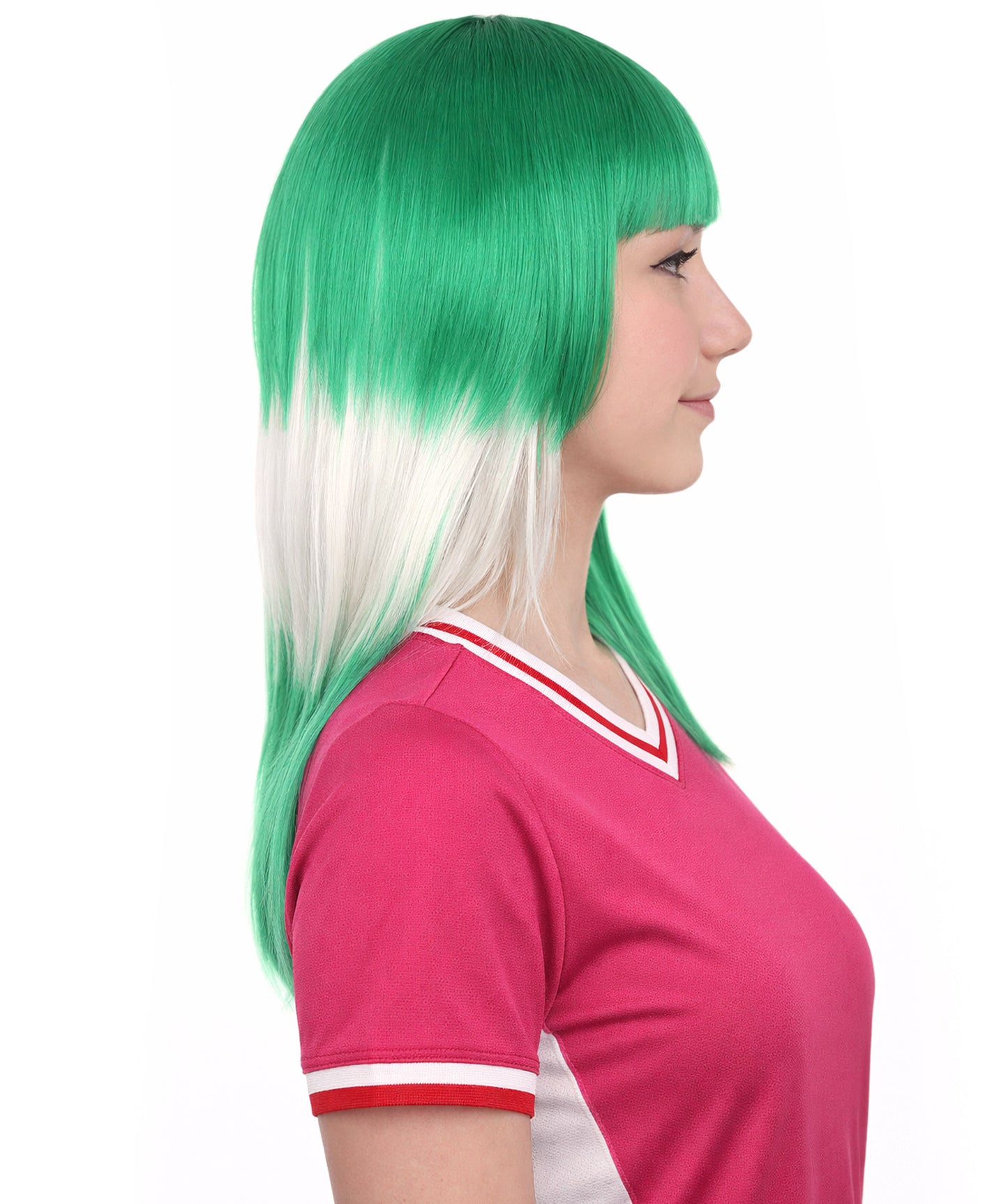 Saudi Arabia Flag Long Bob White and Green Wig
