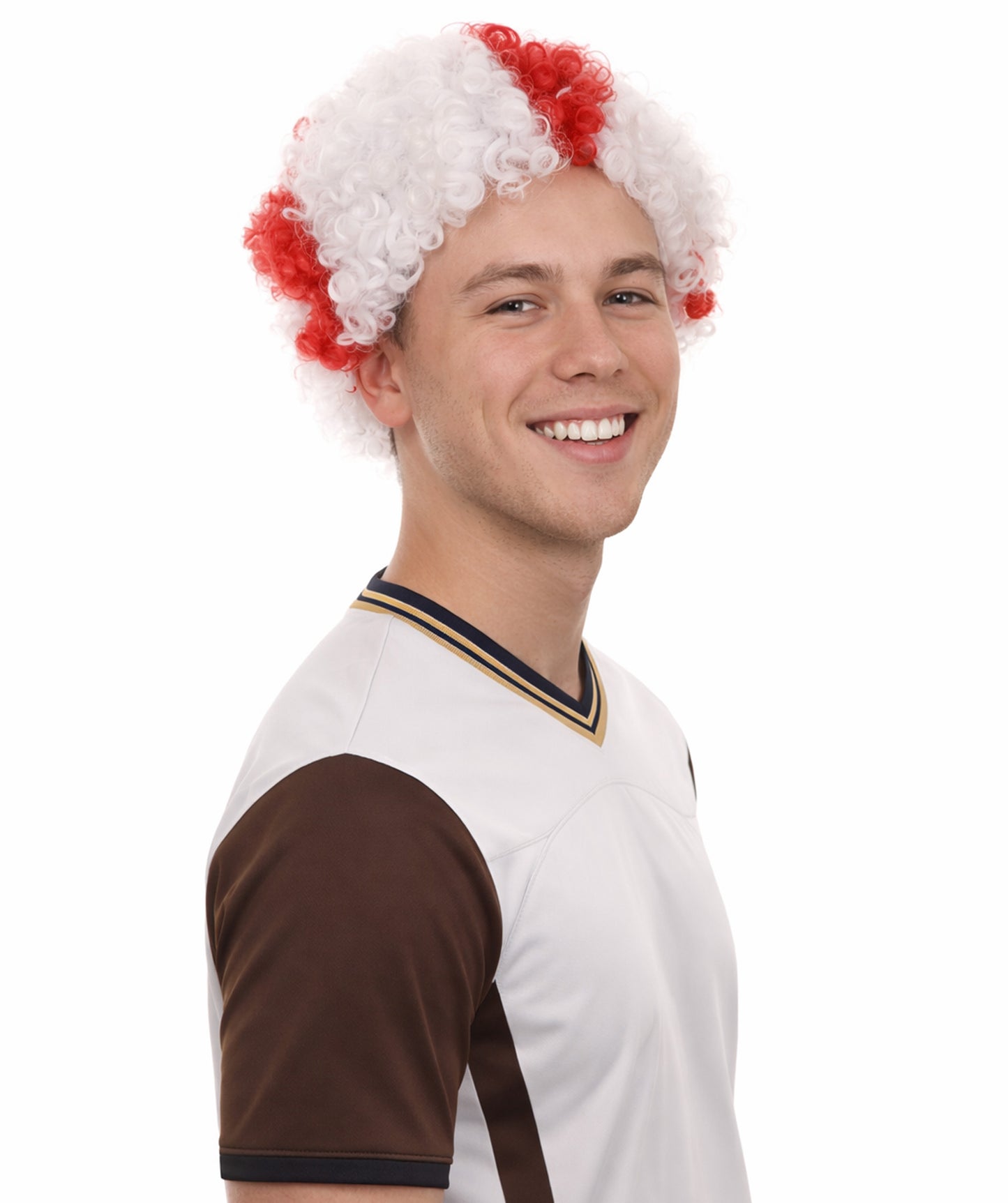 England Flag Afro Red and White Wig