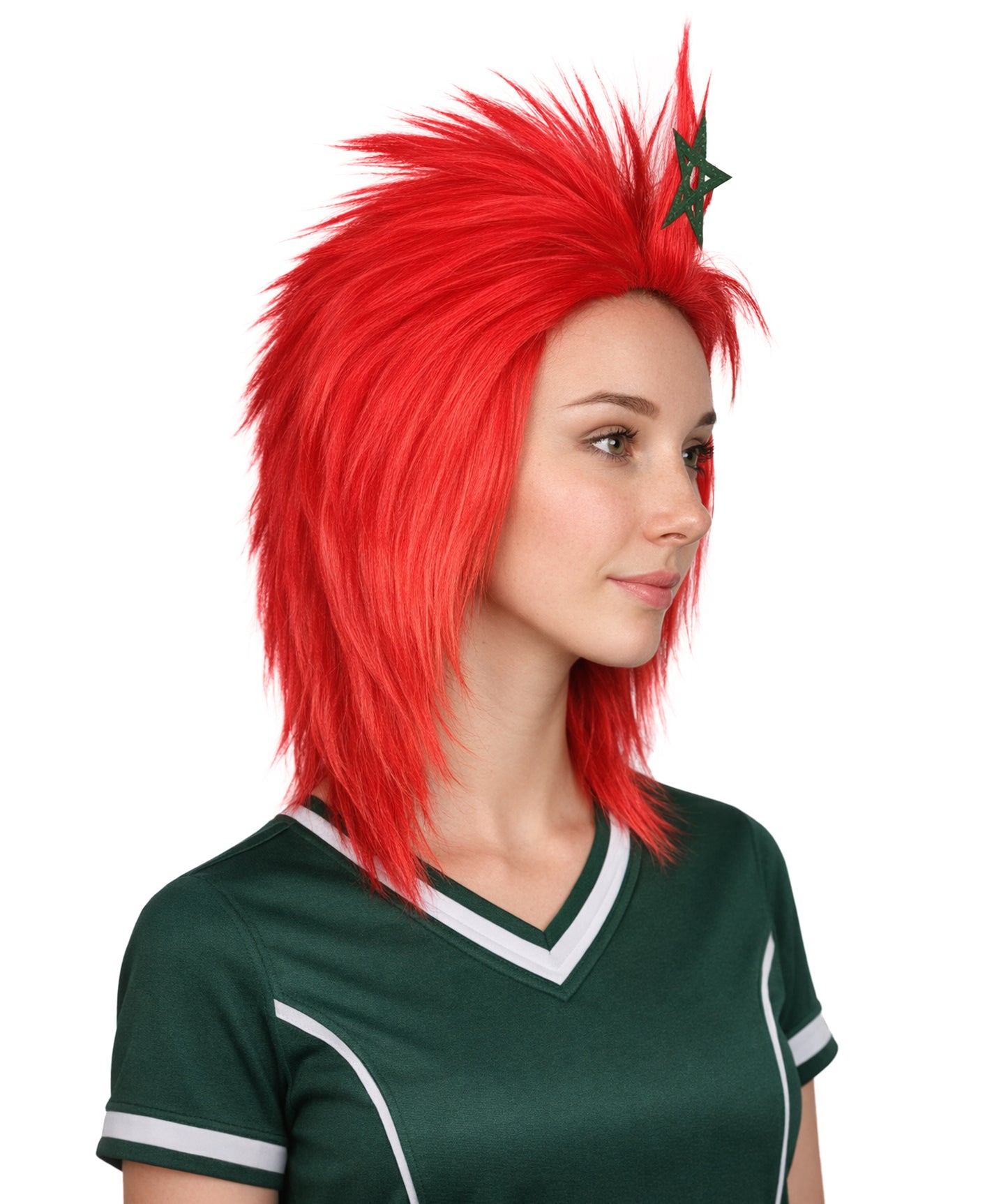 Morocco  Flag 80's Mullet Red and Green Wig