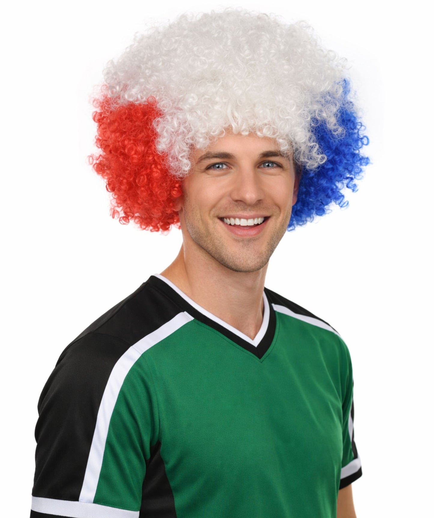 France Flag Afro Multicolor Wig
