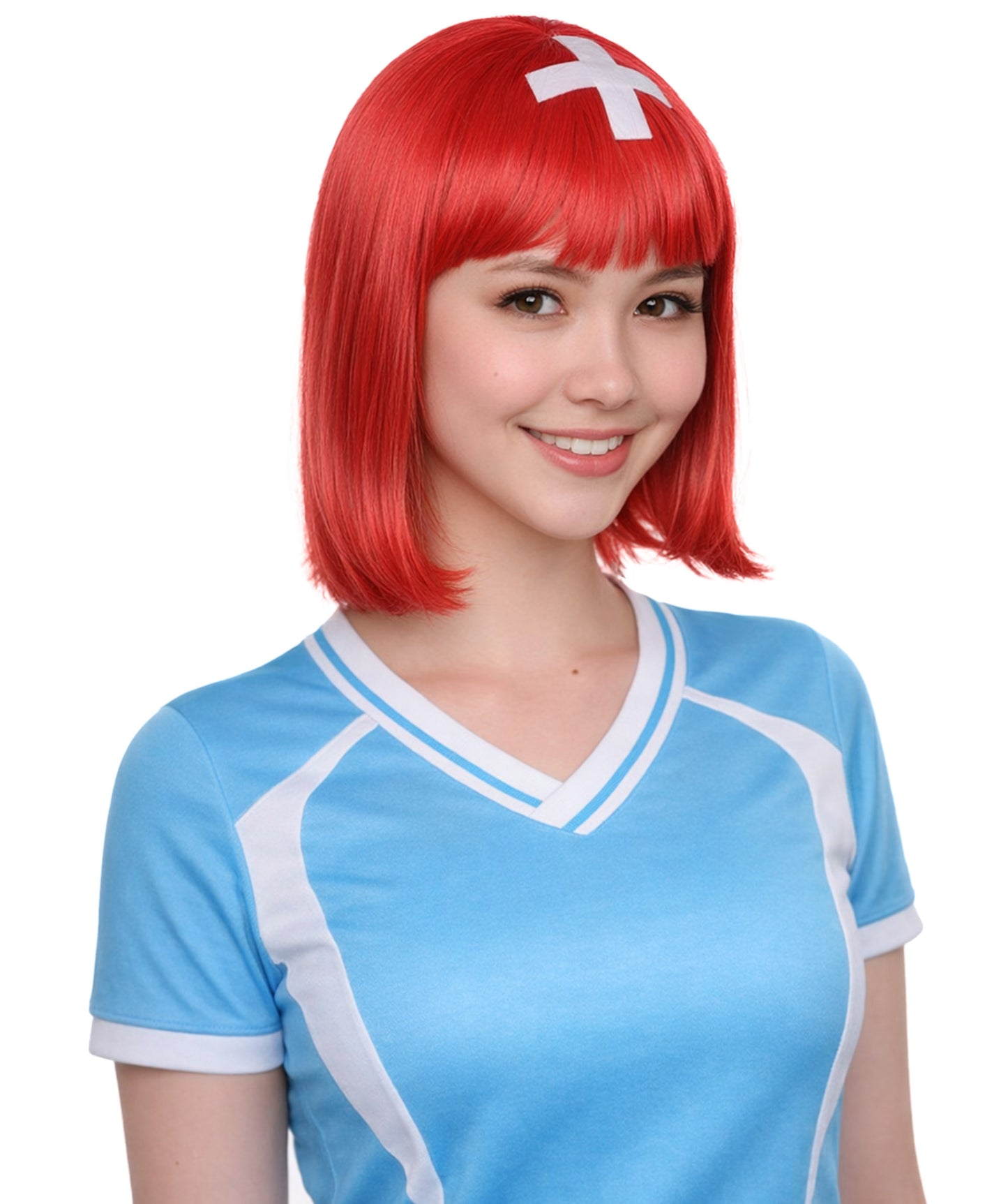 Switzerland Flag Bob  Red and White Wig