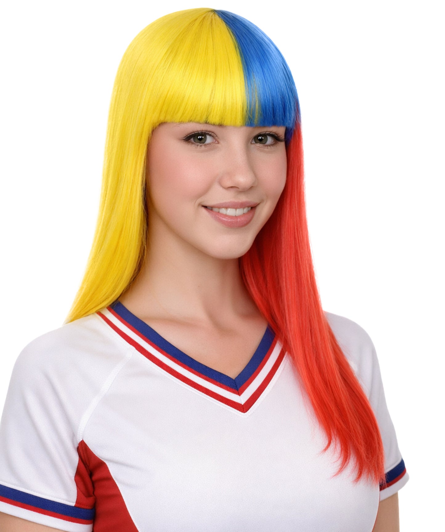 Colombia Flag Long Bob Multicolor Wig