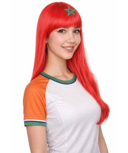 Morocco Flag Sports Long Bob Red and Green Wig