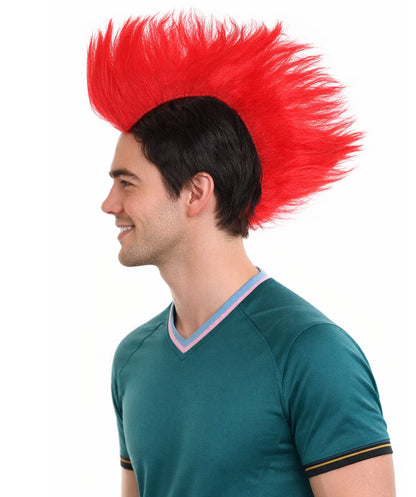 Albania Flag Mohawk Red and Black Wig