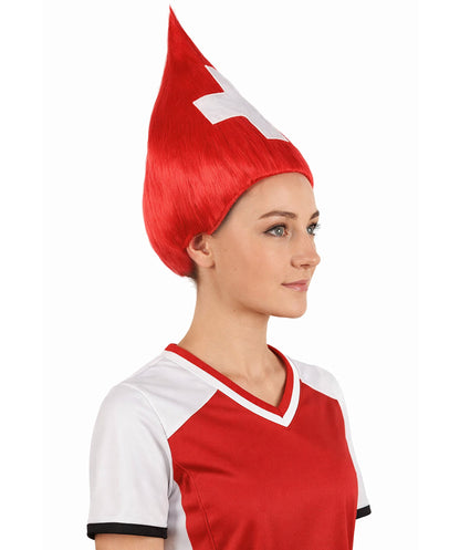 Switzerland Flag Sport Troll Red and White Wig