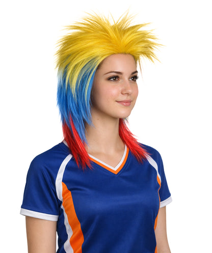 Colombia Flag 80's Mullet Multicolor Wig