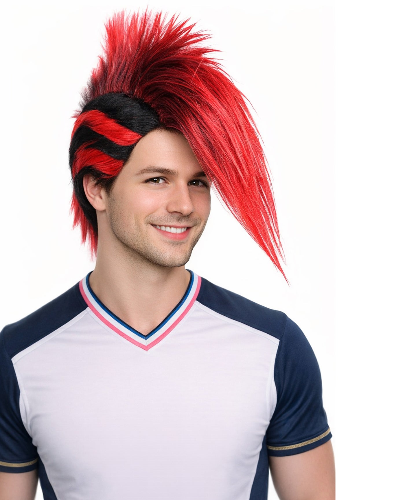 Albania Flag Mohawk Red and Black Wig