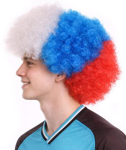France Flag Afro Multicolor Wig