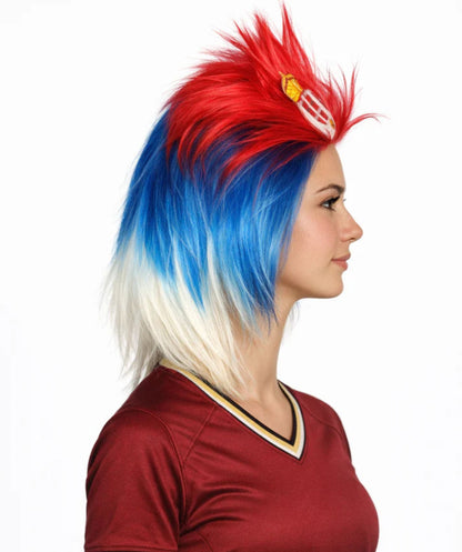 Serbia Flag 80's Mullet Multicolor Wig