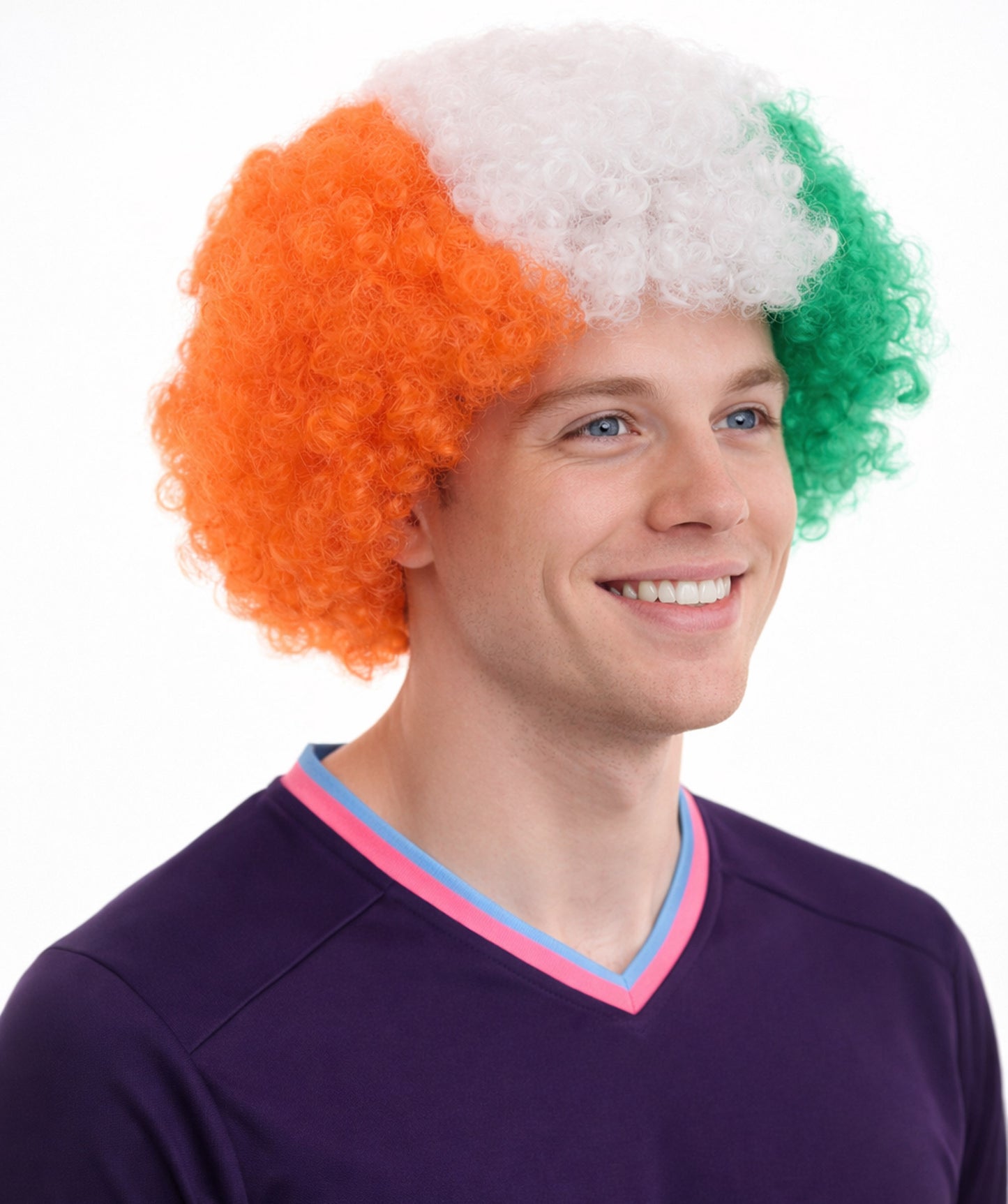 Ivory Coast Flag Afro Multicolor Wig