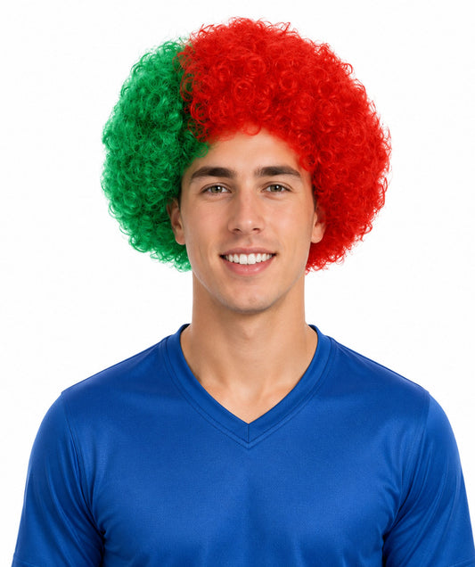 Portugal Sport Afro Fun Wig | Red Green Cosplay Halloween Wig