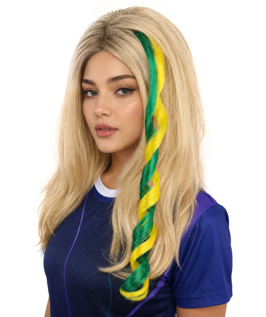 Brazil Flag green and yellow Hair Extension