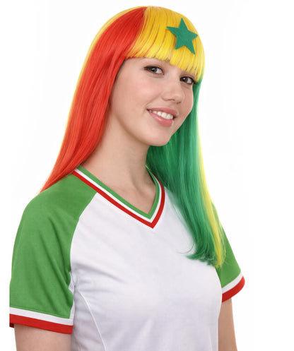 Senegal Flag Long Bob Multicolor Wig