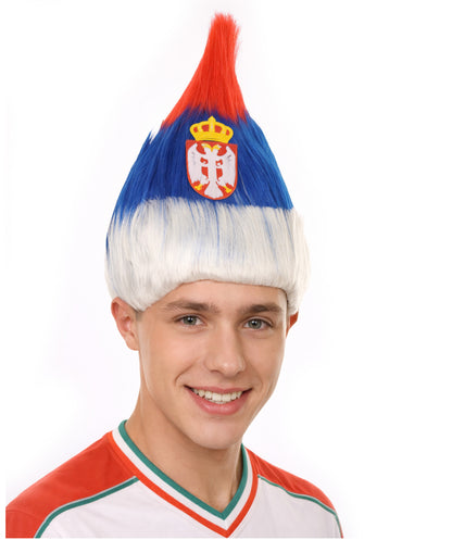 Serbia Flag Troll Multicolor Wig