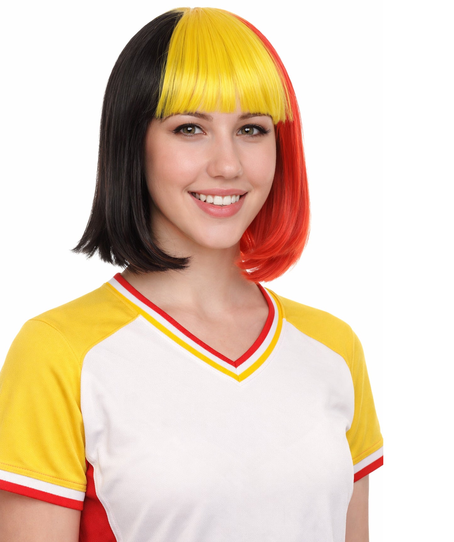 Belgium Flag Bob Multicolor Wig