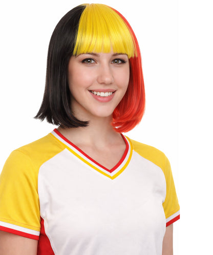 Belgium Flag Bob Multicolor Wig