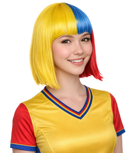 Colombia Flag Bob Multicolor Wig