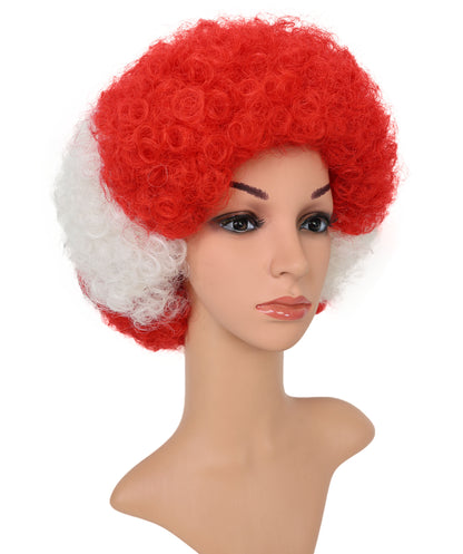 Austria Flag Red & White Clown Afro Wig