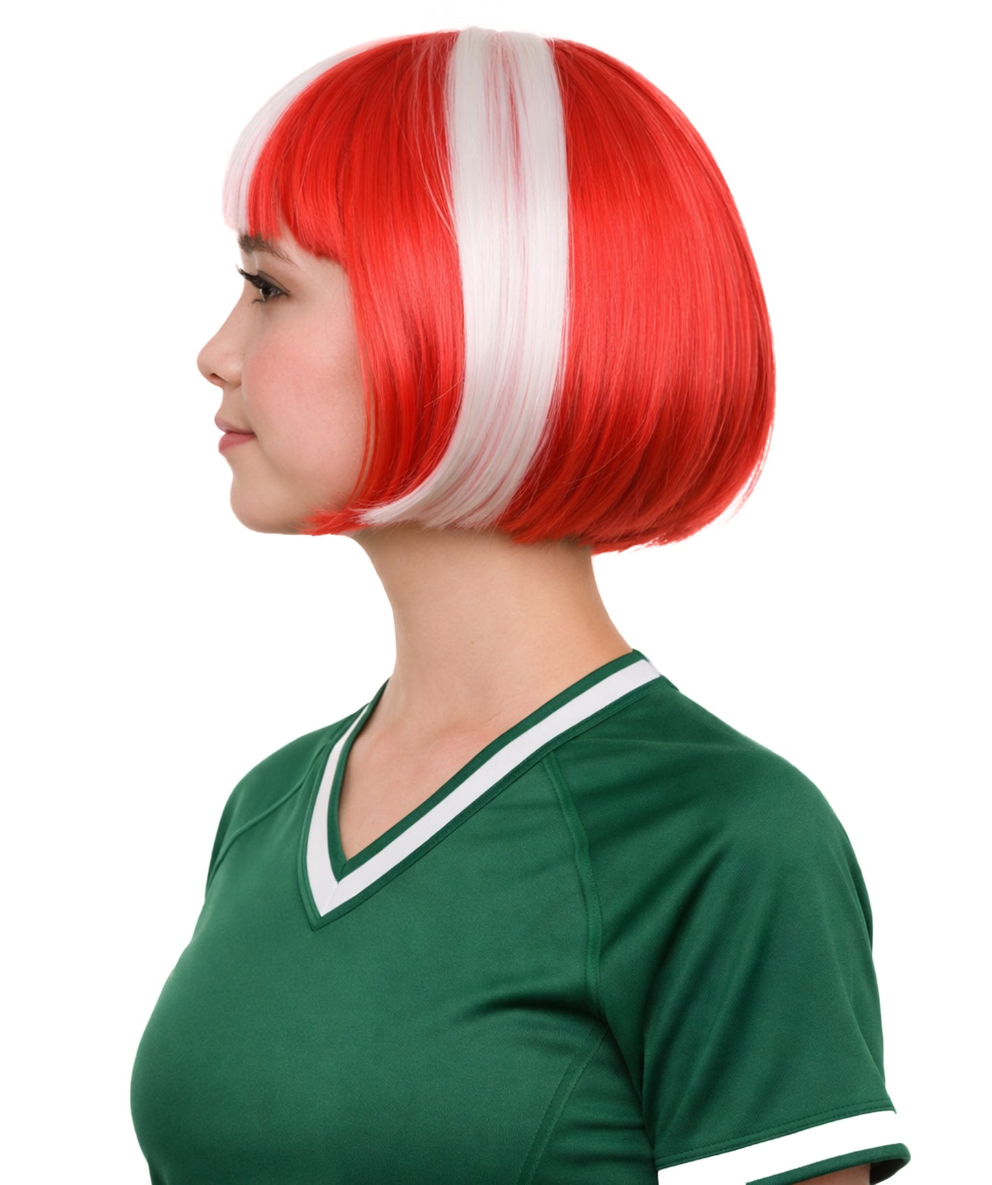 Denmark Flag Bob Red and White Wig