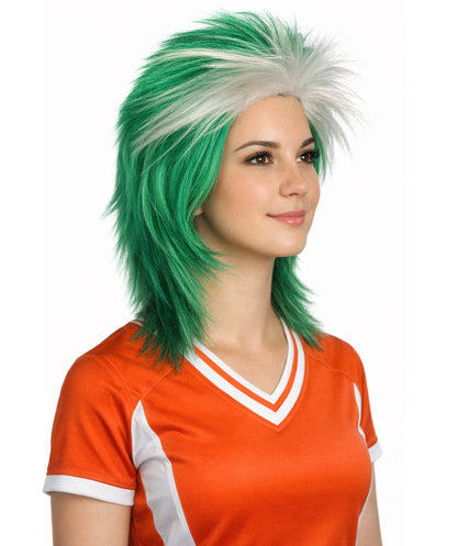 Saudi Arabia Flag 80's Mullet White and Green Wig