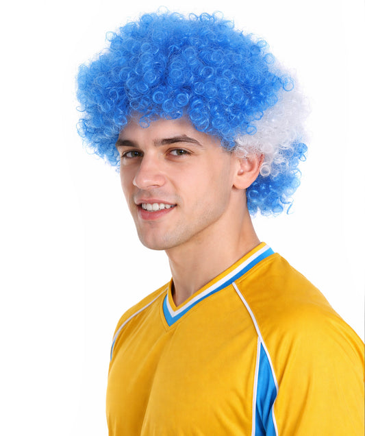 Honduras Flag Afro Blue and White Wig