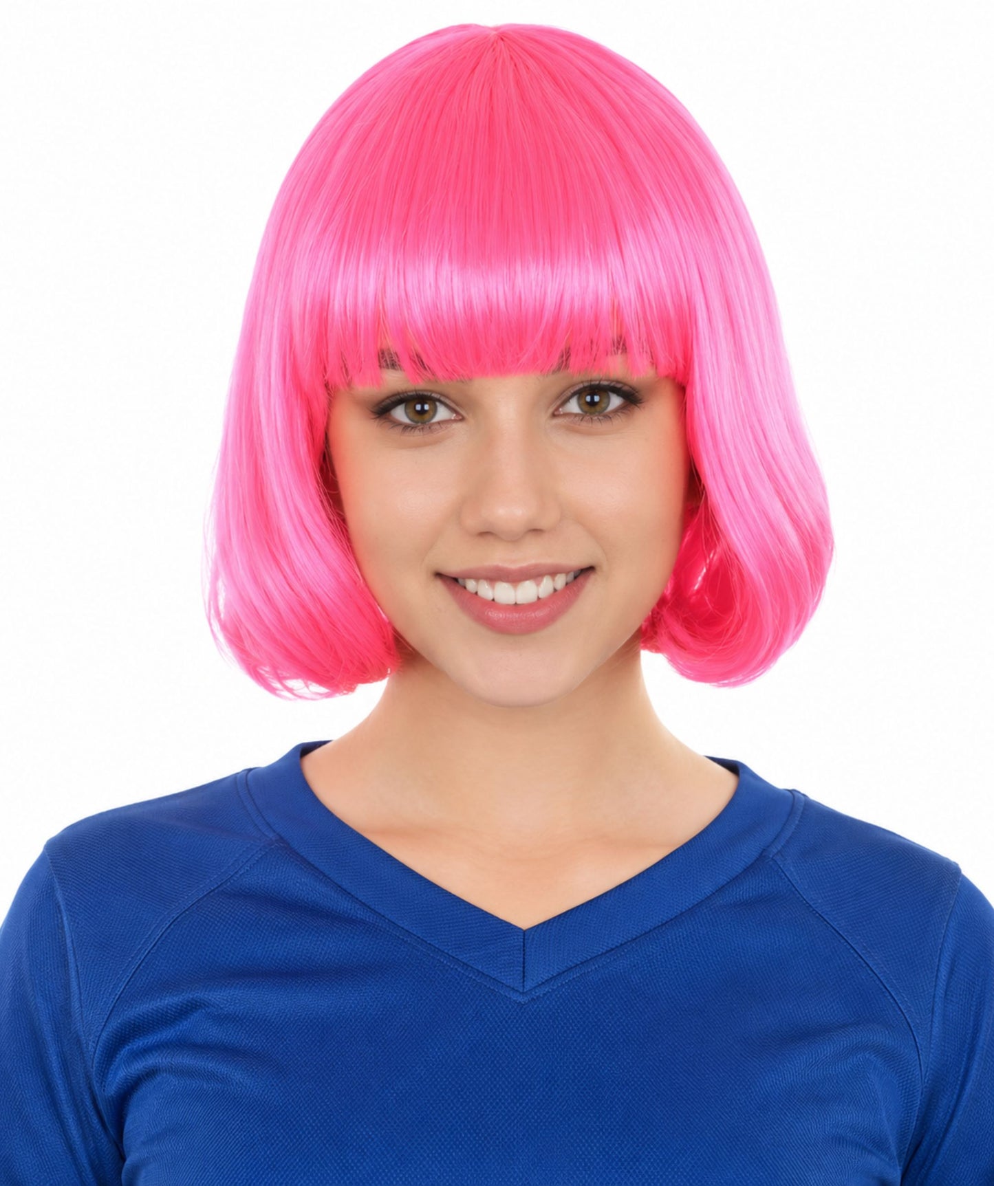 Womens Pink Lady Bob Wig | Modern Bob Medium Cosplay Halloween Wig | Premium Breathable Capless Cap