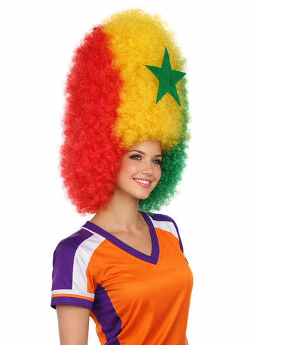 Tunisia Flag Jumbo Afro Multicolor Wig