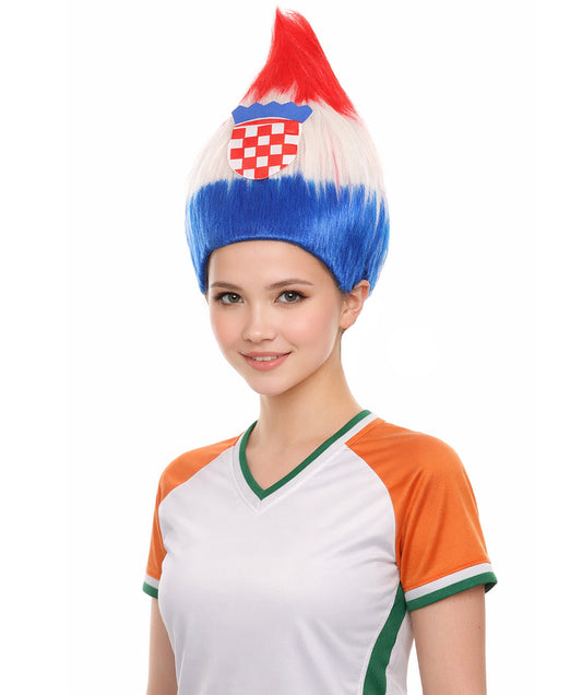 Croatia Flag Troll Multicolor Wig