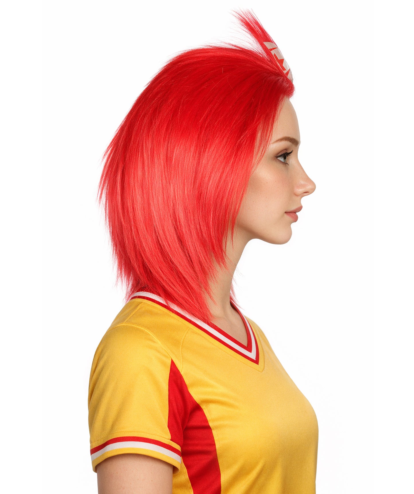 Tunisia Flag 80's Mullet Red and White Wig