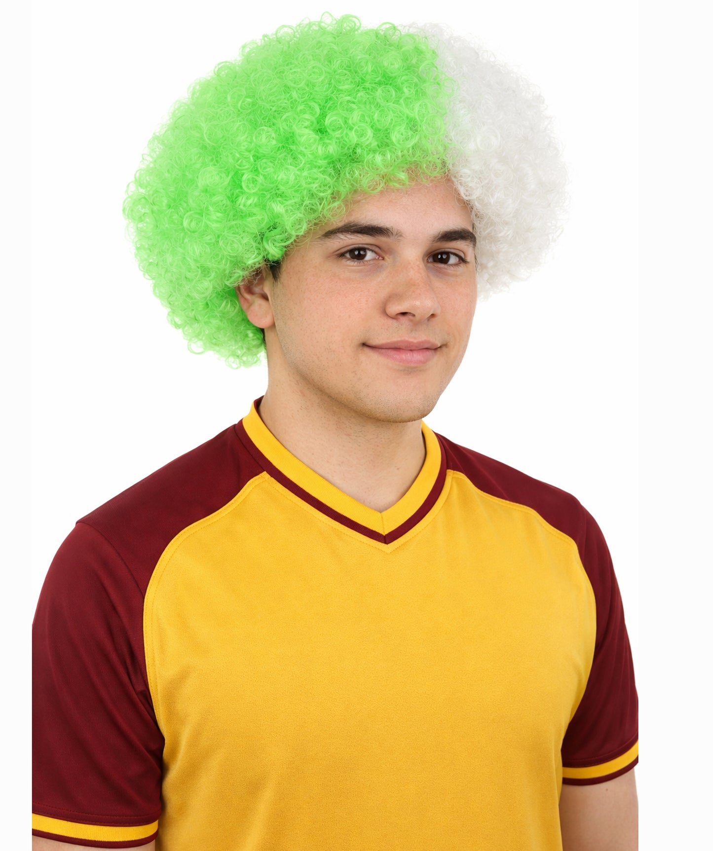 Green and White Two Tone Bouncy Afro Wig |