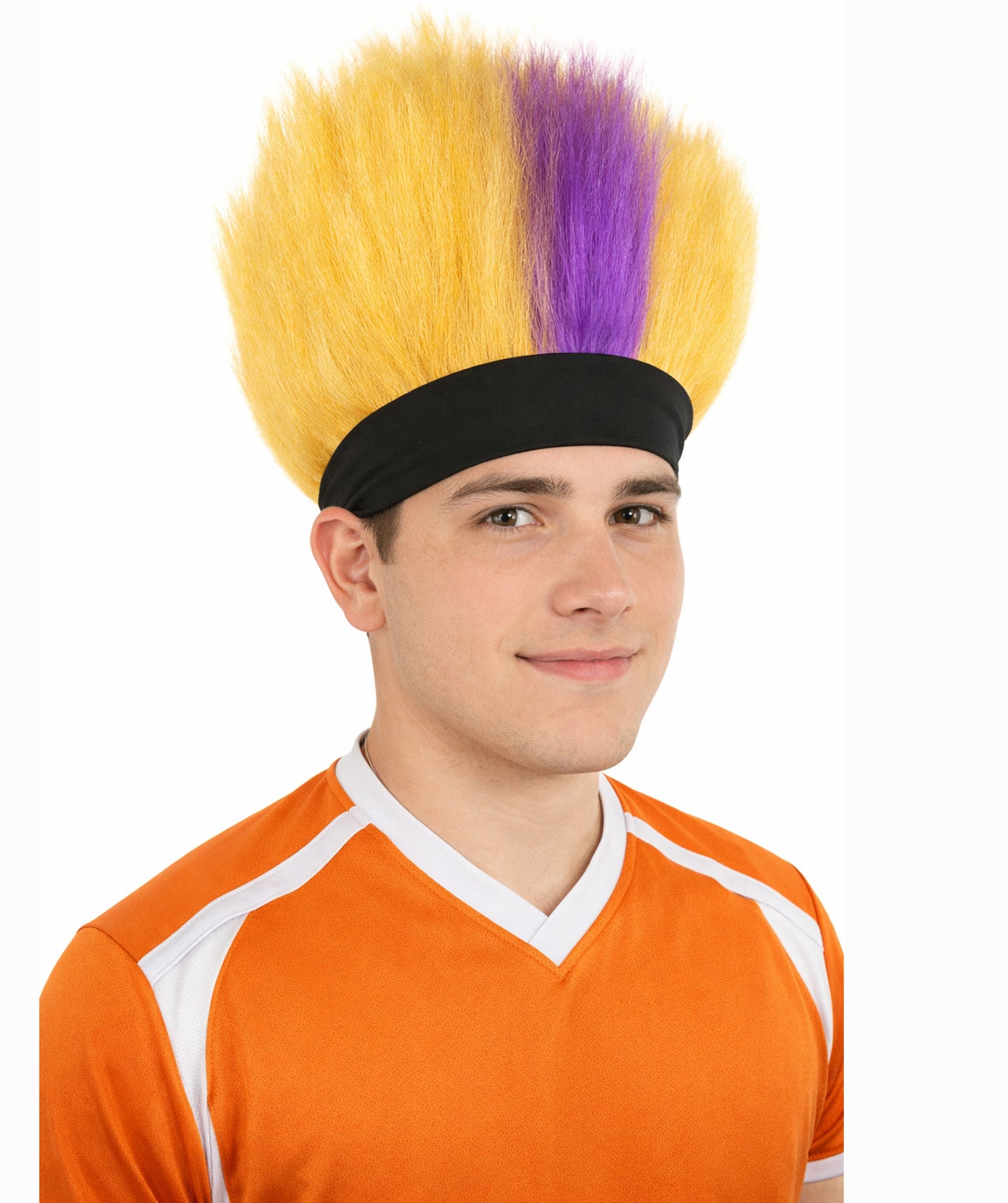 Men's Purple and Golden Spiky Mohawk Style Wig |
